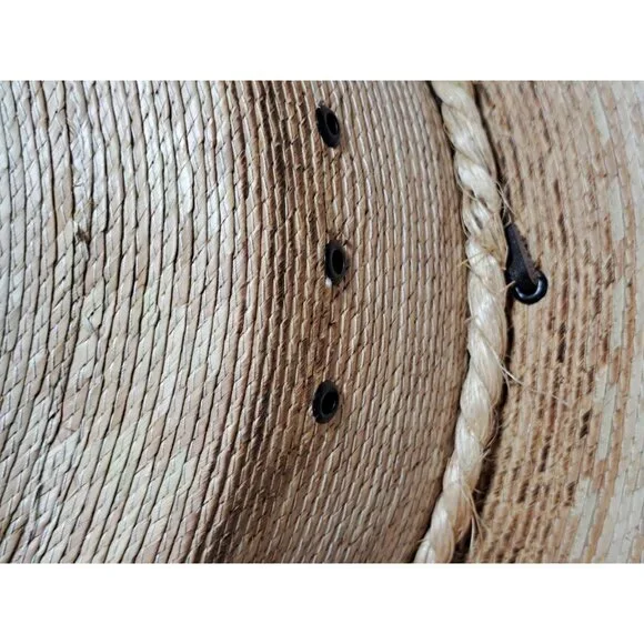 Western Express Cowboy Hat Authentic Mexico Tan Straw Leather Braided Med Men's - Picture 3 of 11